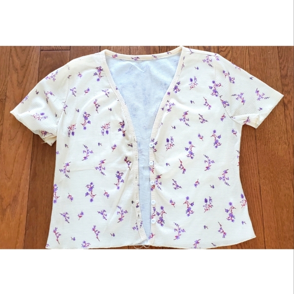 SHEIN Tops - 4/$25 SHEIN Floral Waffle Button Down Tee - Size L